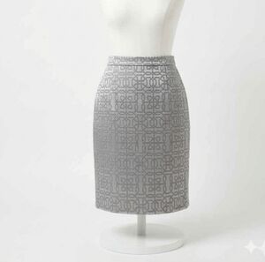 Ann Taylor LOFT Light Silver Gray Jacquard Skirt